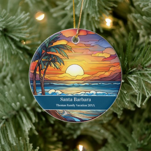 Vakantie Santa Barbara Beach Keramisch Ornament (Boom)