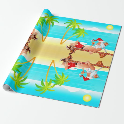 vakantie santa claus cadeaupapier (Uitgerold)
