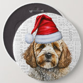 Vakantie Santa Dog Christmas Cockapoo Ronde Button 6,0 Cm (Voorkant /achterkant)
