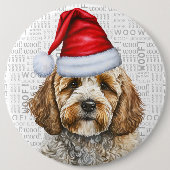 Vakantie Santa Dog Christmas Cockapoo Ronde Button 6,0 Cm (Voorkant)