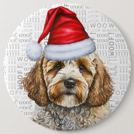 Vakantie Santa Dog Christmas Cockapoo Ronde Button 6,0 Cm