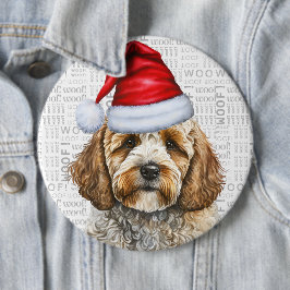 Vakantie Santa Dog Christmas Cockapoo Ronde Button 6,0 Cm