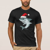 Vakantie Santa Shark Kerst Donker T-shirt (Voorkant)