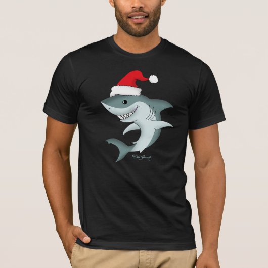 Vakantie Santa Shark Kerst Donker T-shirt (Voorkant)