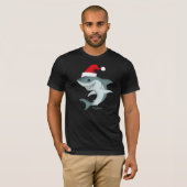 Vakantie Santa Shark Kerst Donker T-shirt (Voorkant volledig)