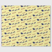 Vakantie Santa Sleigh Reinders Geel Naadloos Cadeaupapier (Vlak)