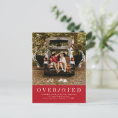 Vakantie save the date rode foto briefkaart (Staand voorkant)