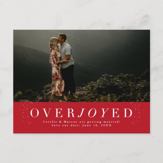 Vakantie save the date rode foto briefkaart (Voorkant)