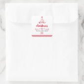 VAKANTIE SEAL vrolijke kerstboom feestelijk rood Vierkante Sticker (Tas)