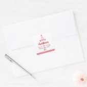 VAKANTIE SEAL vrolijke kerstboom feestelijk rood Vierkante Sticker (Envelop)