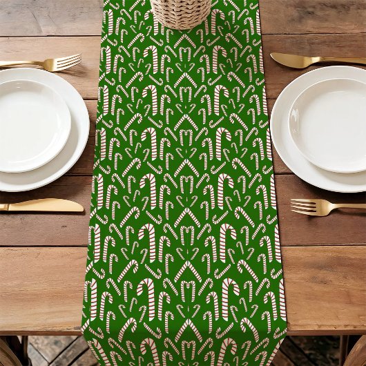 Vakantie seizoen Artistic Candy Cane-Green Korte Tafelloper