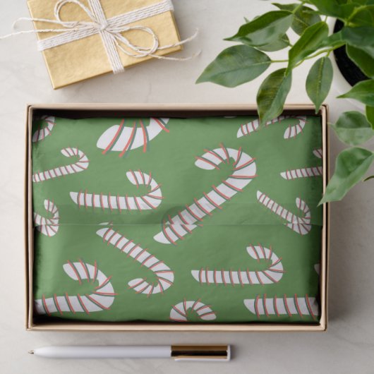 Vakantie seizoen Artistic Candy Cane-Green Tissuepapier (Geschenk)