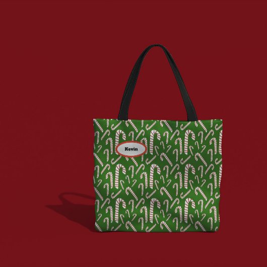 Vakantie seizoen Artistic Candy Cane-Green Tote Bag