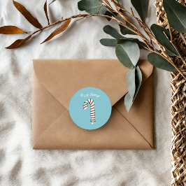 Vakantie Seizoen Artistieke Candy Cane Groeten Ronde Sticker