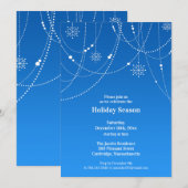 Vakantie Seizoen Feest Blauwe Uitnodiging (Voorkant / Achterkant)