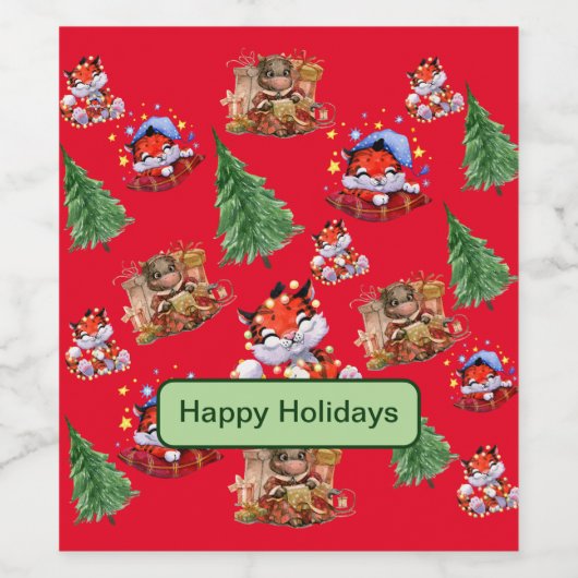 Vakantie seizoen rood wijn etiket (Enkel label)