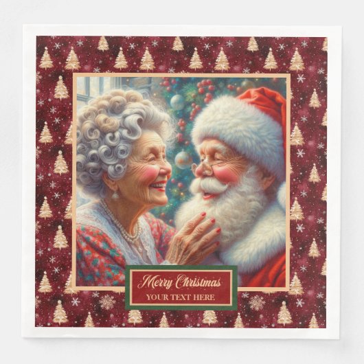 Vakantie servetten heer en mevrouw Claus kerstbome (Voorkant)