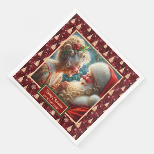 Vakantie servetten Kerstbomen Rood Goud Groen (Hoek)