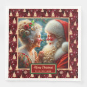 Vakantie servetten Kerstbomen Rood Goud Groen (Voorkant)