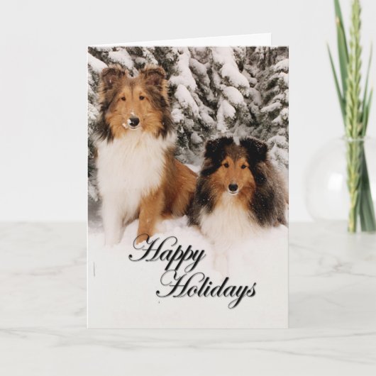Vakantie Shelties Feestdagen Kaart (Voorkant)