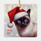 Vakantie Siamese Kat Kerstmis Keramisch Ornament (Voorkant)