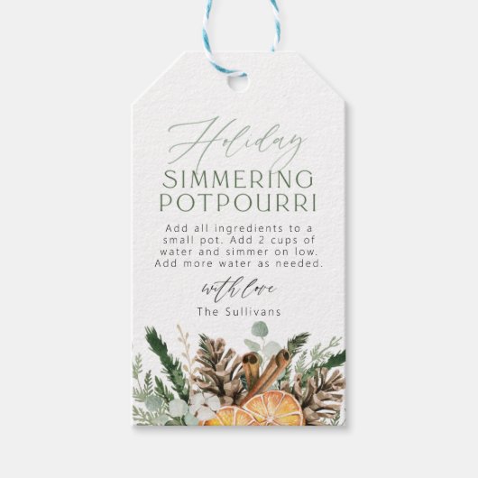 Vakantie Simmering Potpourri Kerstcadeau Label Cadeaulabel (Voorkant)