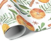 Vakantie Sinaasappels & Kaneel Cadeaupapier (Rol Hoek)