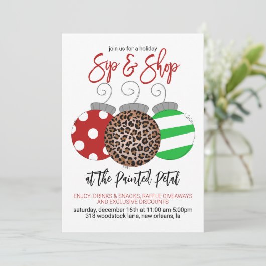 Vakantie Sip en Shop Kaart (Staand voorkant)