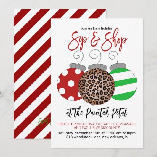 Vakantie Sip en Shop Kaart (Voorkant / Achterkant)