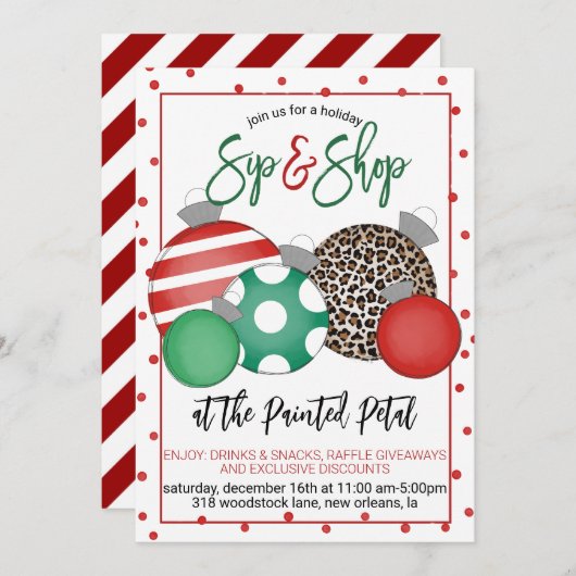 Vakantie Sip en Shop Kaart (Voorkant / Achterkant)