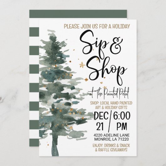 Vakantie Sip en Shop Kaart (Voorkant / Achterkant)