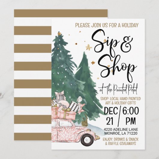 Vakantie Sip en Shop Kaart (Voorkant / Achterkant)