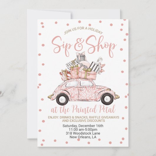 Vakantie Sip en Shop Kaart (Voorkant)