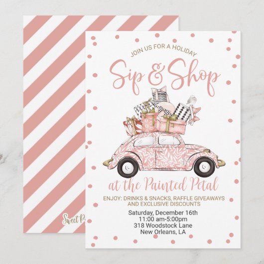 Vakantie Sip en Shop Kaart (Voorkant / Achterkant)