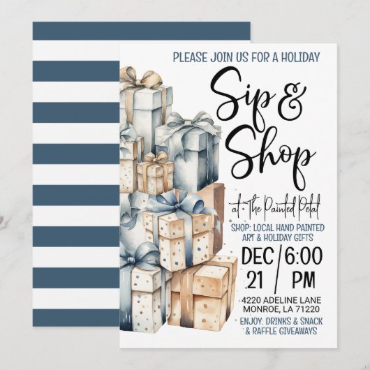 Vakantie Sip en Shop Kaart (Voorkant / Achterkant)