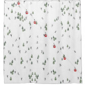 Vakantie Skiën Rode Skilift Illustratie Douchegordijn (Voorkant)