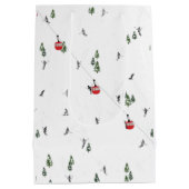 Vakantie Skiën Rode Skilift Illustratie Medium Cadeauzakje (Achterkant)