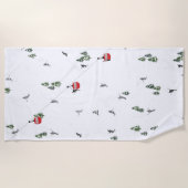 Vakantie Skiën Rode Skilift Illustratie Strandlaken (Voorkant)