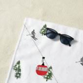 Vakantie Skiën Rode Skilift Illustratie Strandlaken (In situ)