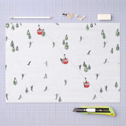 Vakantie Skiën Rode Skilift Illustratie Tissuepapier (Craft)