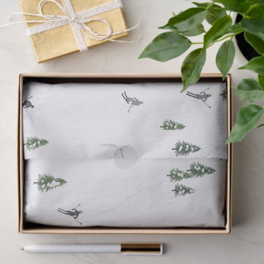 Vakantie Skiën Rode Skilift Illustratie Tissuepapier (Geschenk)