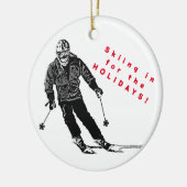 Vakantie skiër - Downhill skiën Keramisch Ornament (Links)
