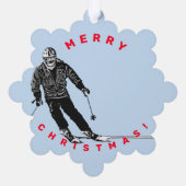 Vakantie skiër - Downhill skiën Ornament Kaart (Achterkant)