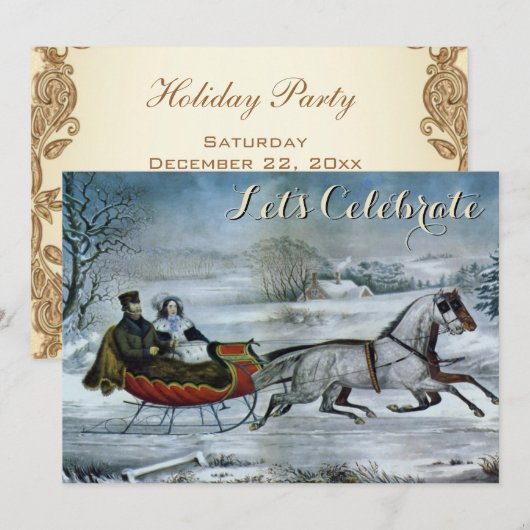 Vakantie Sled Ives Kerstmis Kaart (Voorkant / Achterkant)