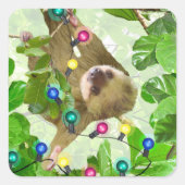 Vakantie Sloth Square Sticker (Voorkant)