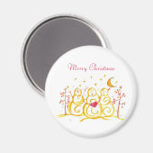 Vakantie Sneeuwman Crescent Moon Vrolijk Kerstfees Magneet (Voorkant / Achterkant)