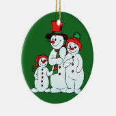 Vakantie sneeuwman familie keramisch ornament (Rechts)