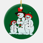 Vakantie sneeuwman familie keramisch ornament (Achterkant)