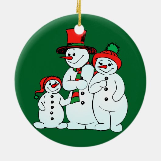 Vakantie sneeuwman familie keramisch ornament (Achterkant)