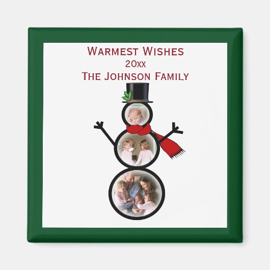 Vakantie Sneeuwman Fotosjabloon om te personaliser Magneet (Voorkant)
